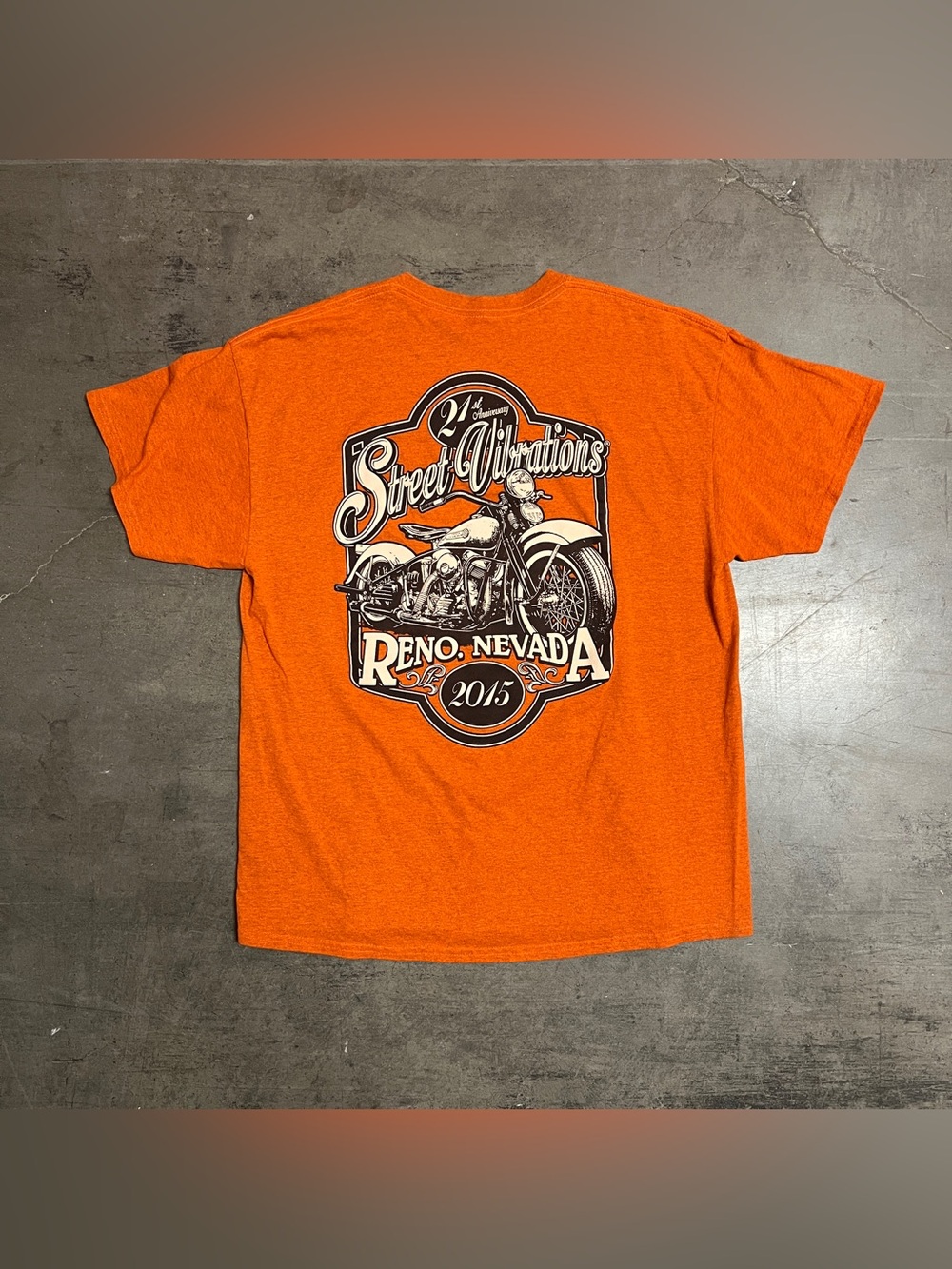 Street Vibrations Reno Nevada 2015 Orange Graphic Tee